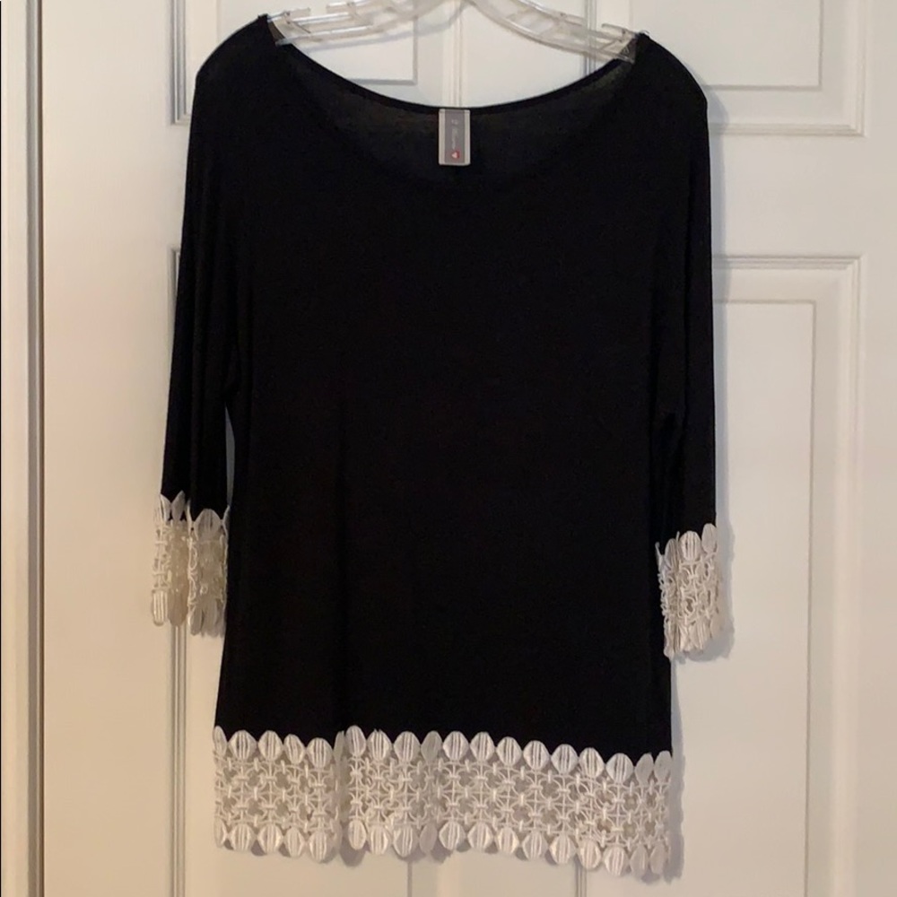 Lace Trimmed Black Top